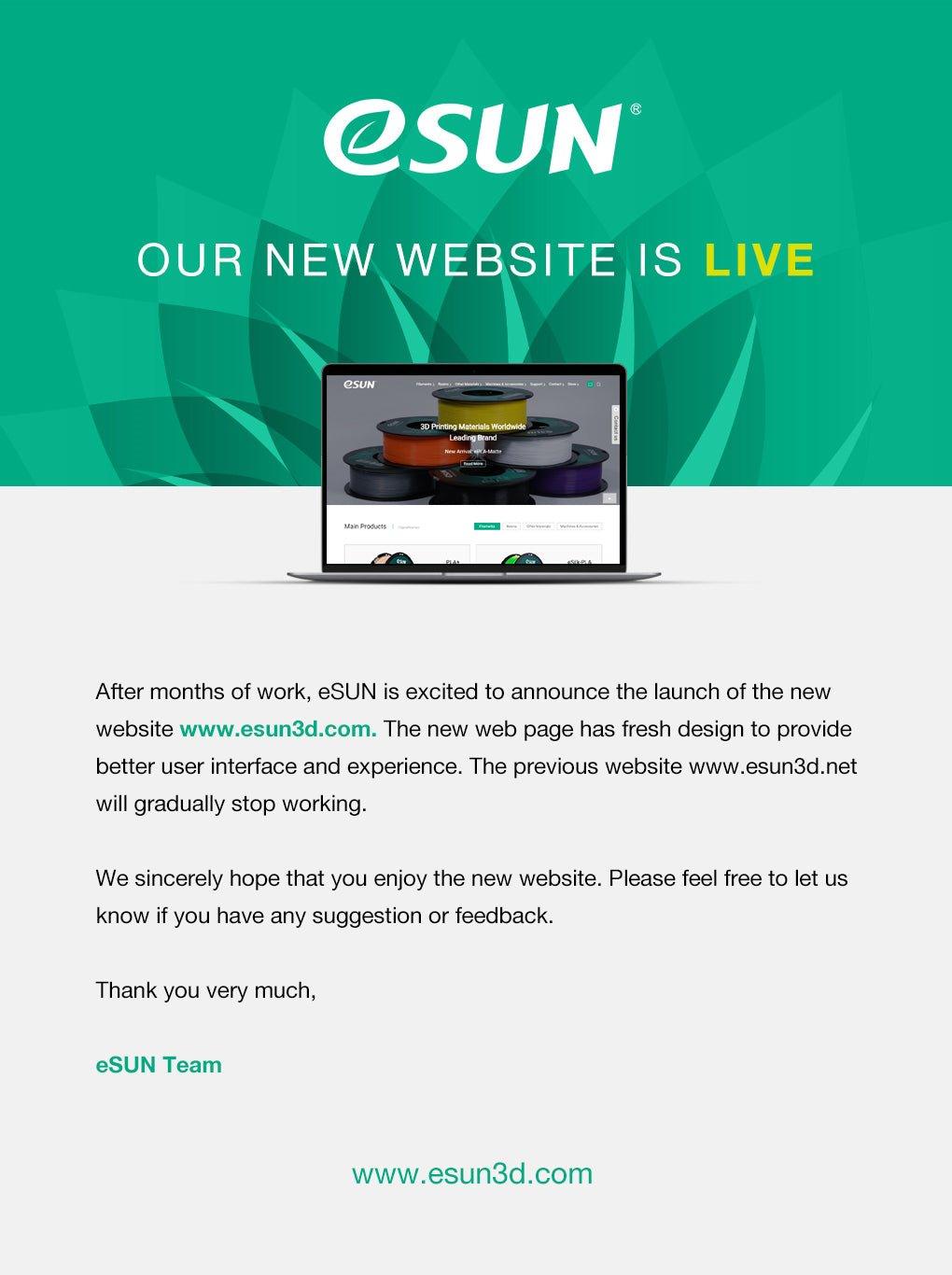 eSUN launch New Website! www.esun3d.com - Antinsky3d