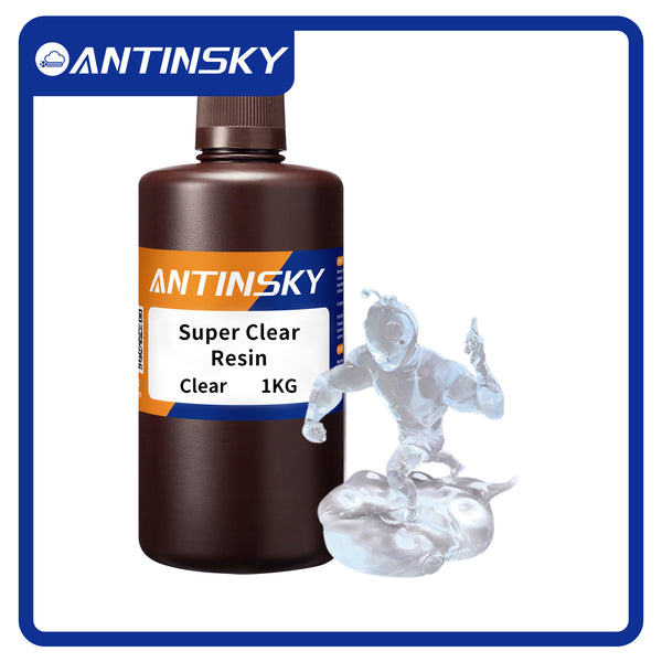 Antinsky Super Clear UV Resin Crystal Like for 405nm DLP/LCD 3D Printer Resist Yellowing Highly Transparent High Tenacity Low Shrink High Precision (Super Clear, 1kg)