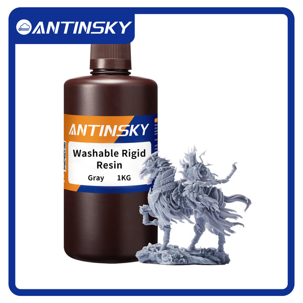 Antinsky Washable Rigid 8k Photopolymer Resin for DLP LCD Resin 3D Printer 405nm High Precision Low Shrinkage High Speed Curing High Strength Easy to Clean High Accuracy Light Gray 1kg