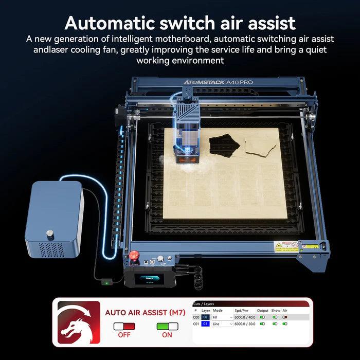 AtomStack A40 Pro 210W Laser Machine Equiped with F30 Pro Air Assist Kit - Antinsky3d