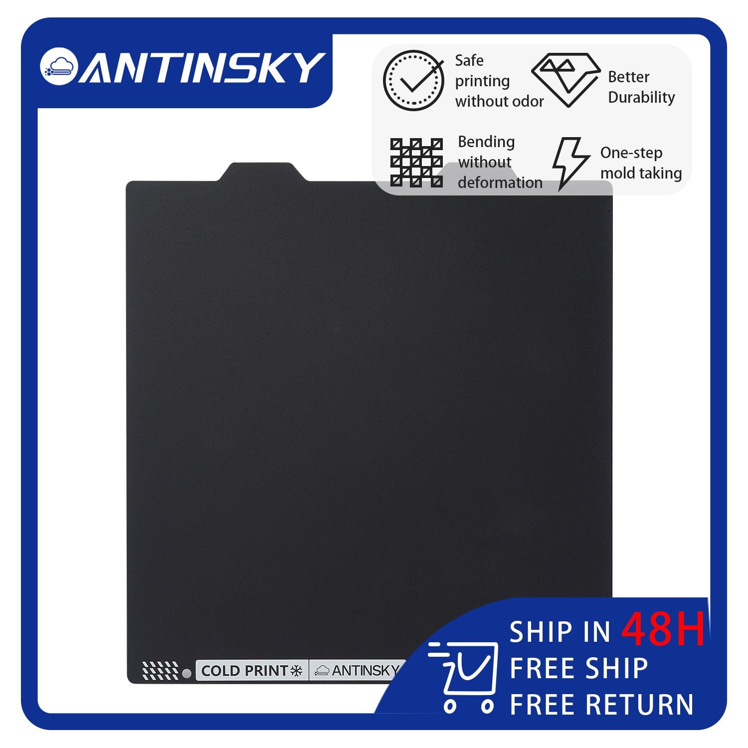 Antinsky Bambu Lab Cold PEI Sheet Double Sided Flexible Magnetic Steel Sheet Easy to Remove Mold PEI Build Plate for Bambu Lab X1 / X1C / P1P / A1 / A1 MINI 3D Printers