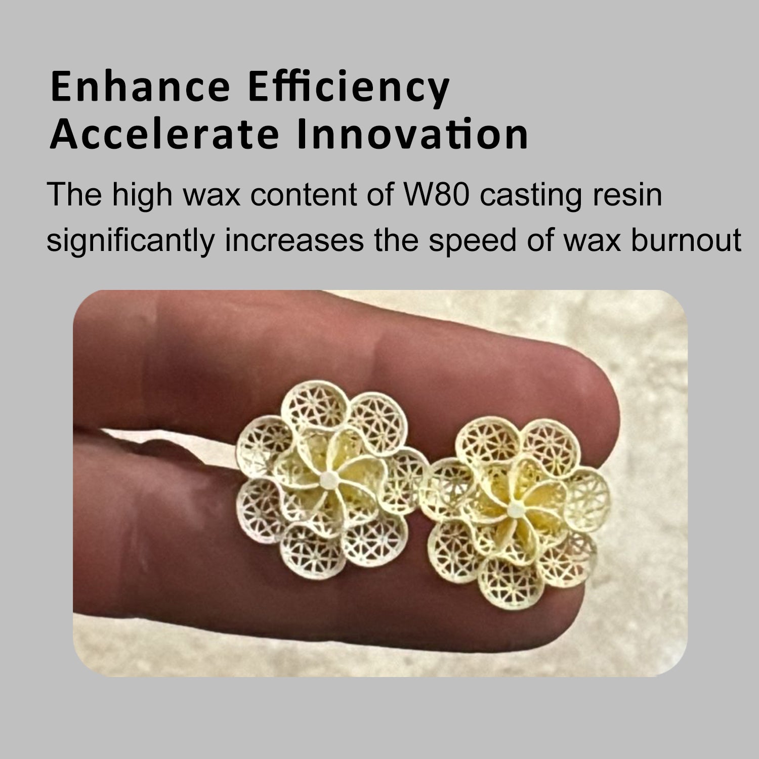 Antinsky W80 Castable Jewellery Resin for DLP LCD UV-Curing 405nm Resin 3D Printer High Wax 80% Easy to Print Use and Burn High Resolution Making jewelries and Metal Parts Black 0.5KG