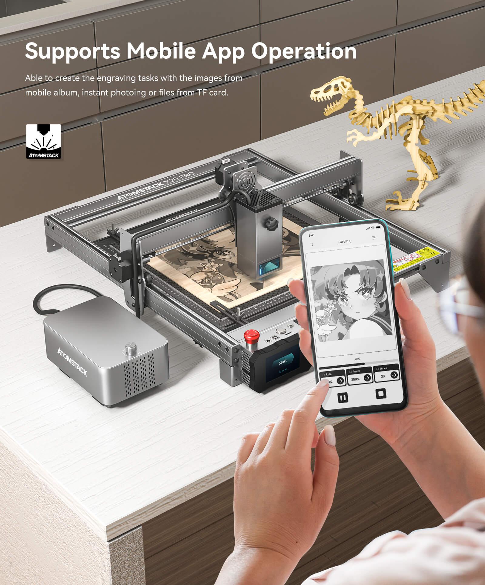 Atomstack X20 Pro 130W Quad-Laser Engraving And Cutting Machine Built-In Air Assist System - Antinsky3d