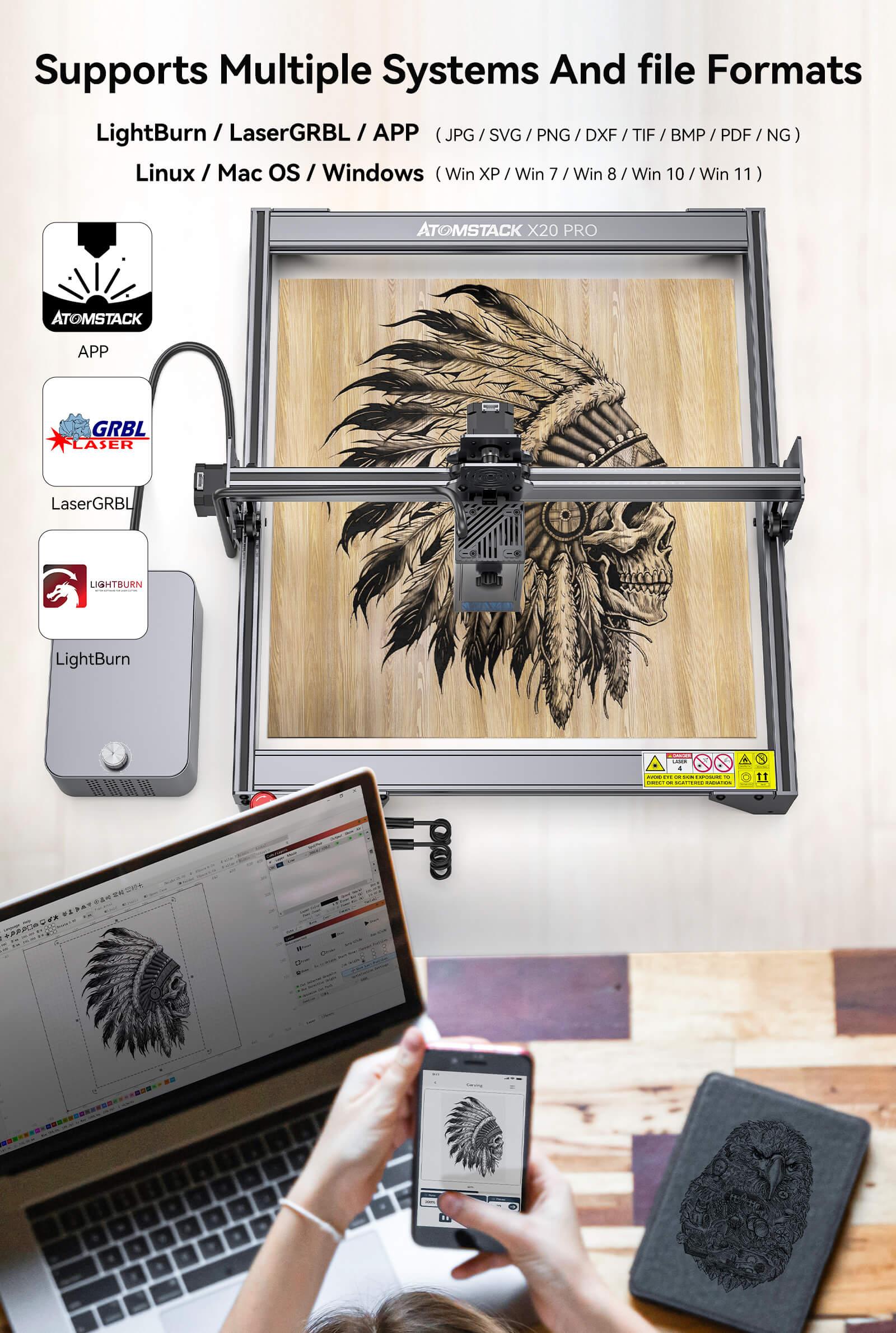 Atomstack X20 Pro 130W Quad-Laser Engraving And Cutting Machine Built-In Air Assist System - Antinsky3d