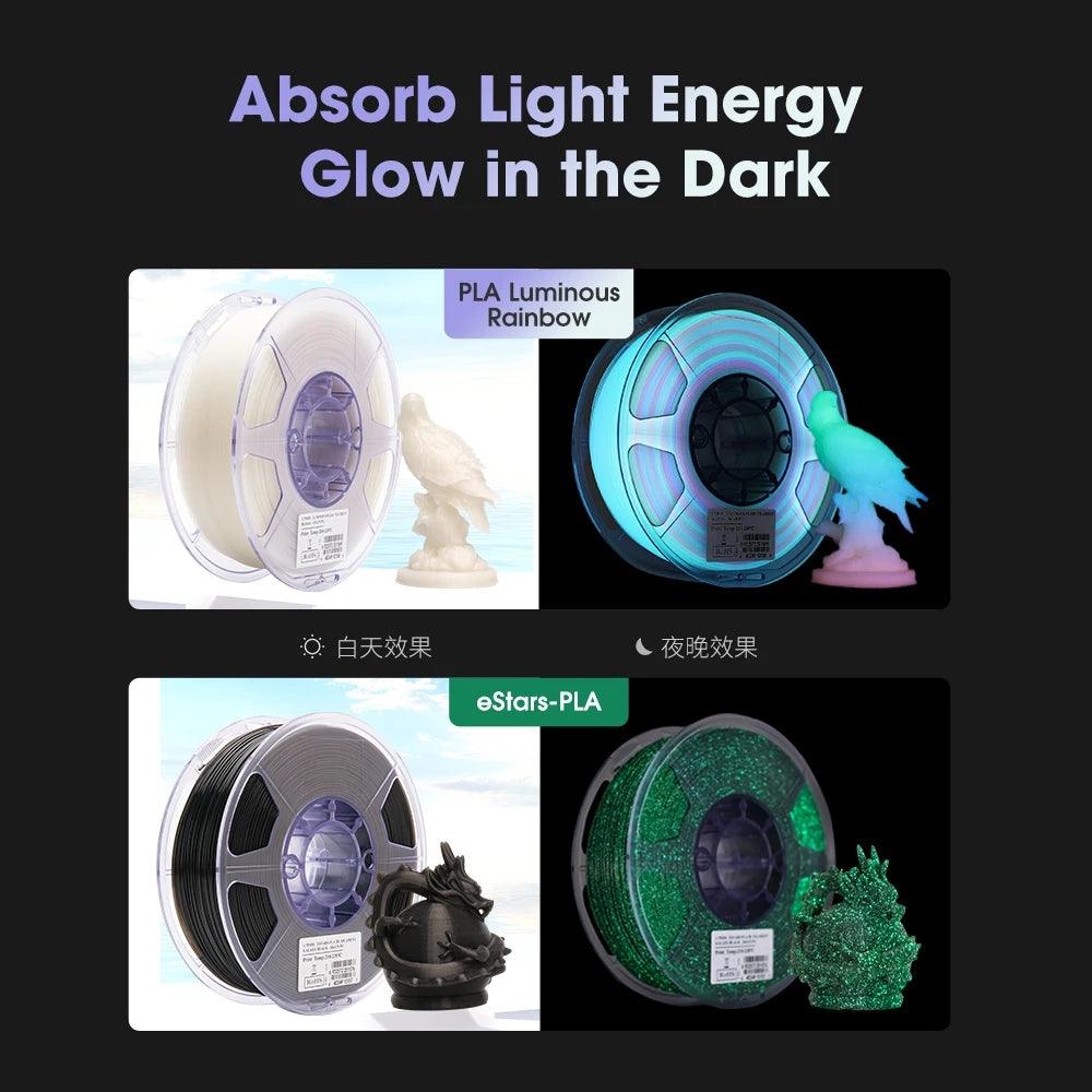 ESUN Luminous PLA Rainbow 1.75mm1kg gorgeous luminous rainbow PLA 3d filament for FDM printer - Antinsky3d