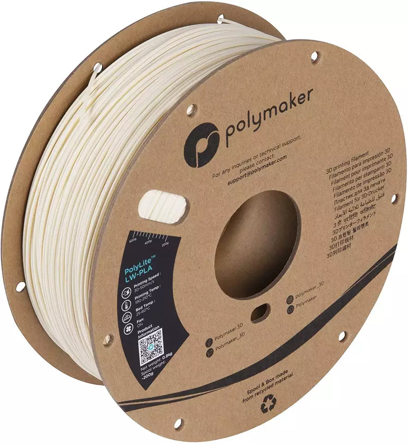 Polymaker PLA PolyLite LW-PLA 3D Filament Cardboard Spool Low Density PLA Filament 1.75mm Light weight 3D filament