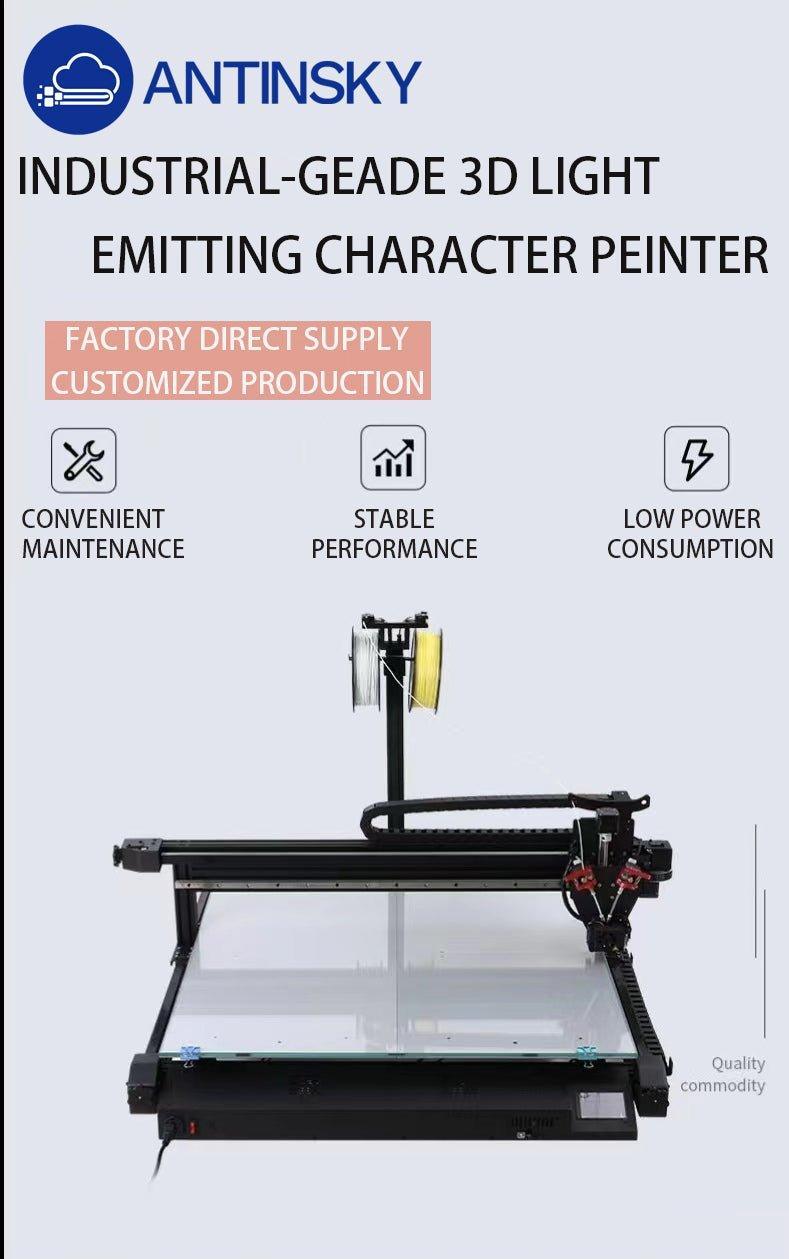 ANTINSKY Industrial-grade Letter 3D printer luminous characters printer with 100mm/s print 800*800*70mm large size for industory printer - Antinsky3d