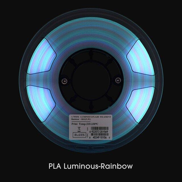 eSUN PLA Luminous-Rainbow eStars-PLA Filament 1.75mm 1KG Spool Glow in the Dark Pla Luminous 3D Printing Filament for 3D Printer - Antinsky3d