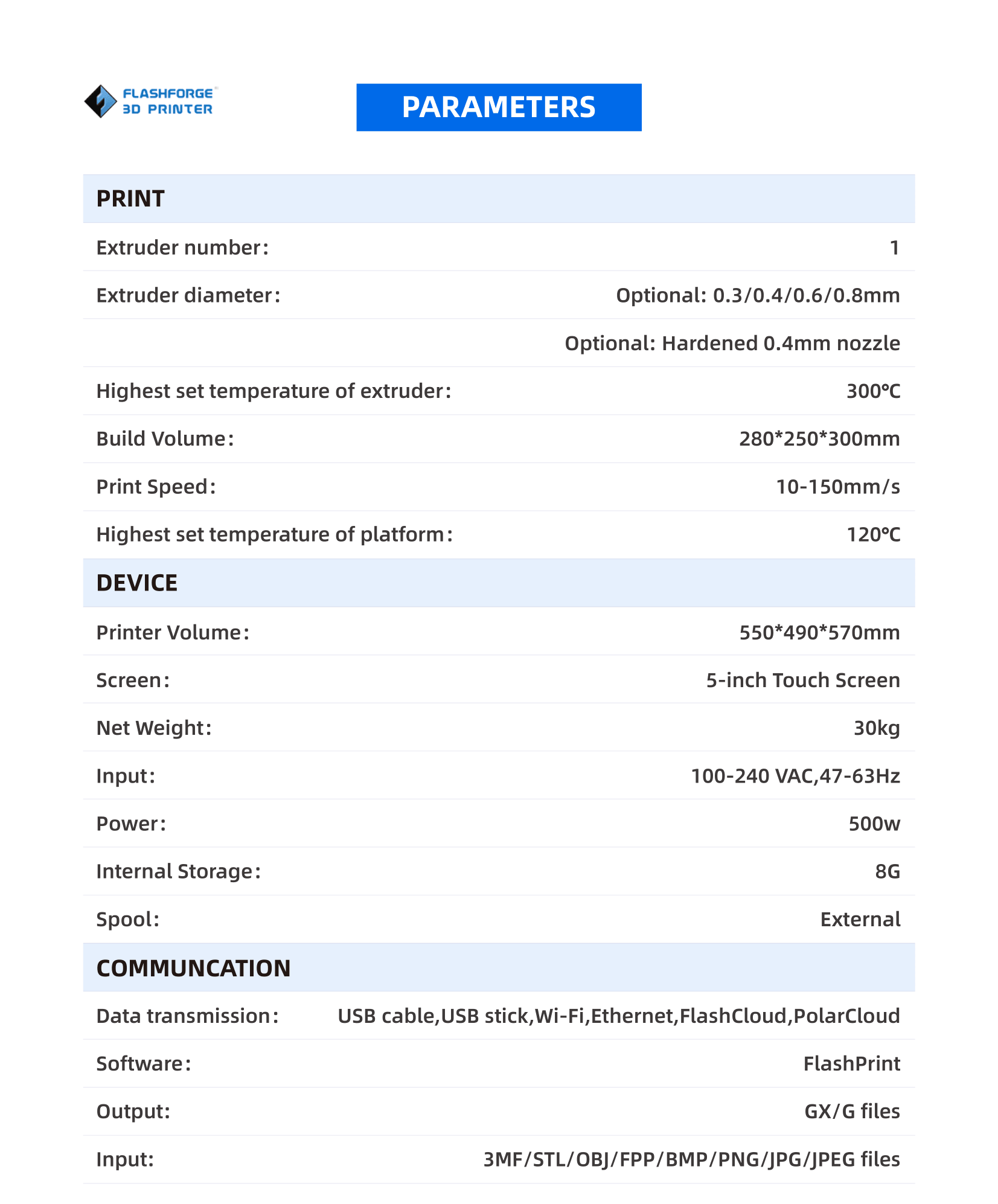 Flashforge Guider IIs large industrial uses with 550*490*570(755)mm print size 3d printer for business - Antinsky3d