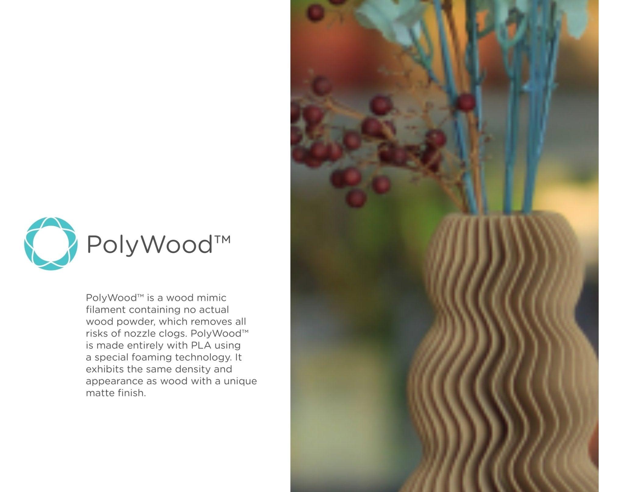 Polymaker polywood wood 3d printer filament 1.75mm 0.6kg wood color - Antinsky3d