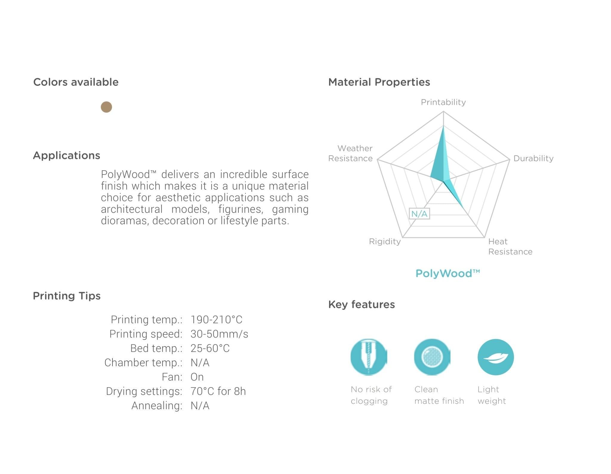 Polymaker polywood wood 3d printer filament 1.75mm 0.6kg wood color - Antinsky3d
