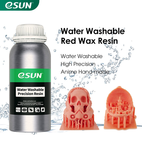 eSUN LCD UV 405nm Water Washable Red Wax Resin High Precision 3D Printer Liquid Resin for Photon UV Curing LCD 3D Printer 500g - Antinsky3d
