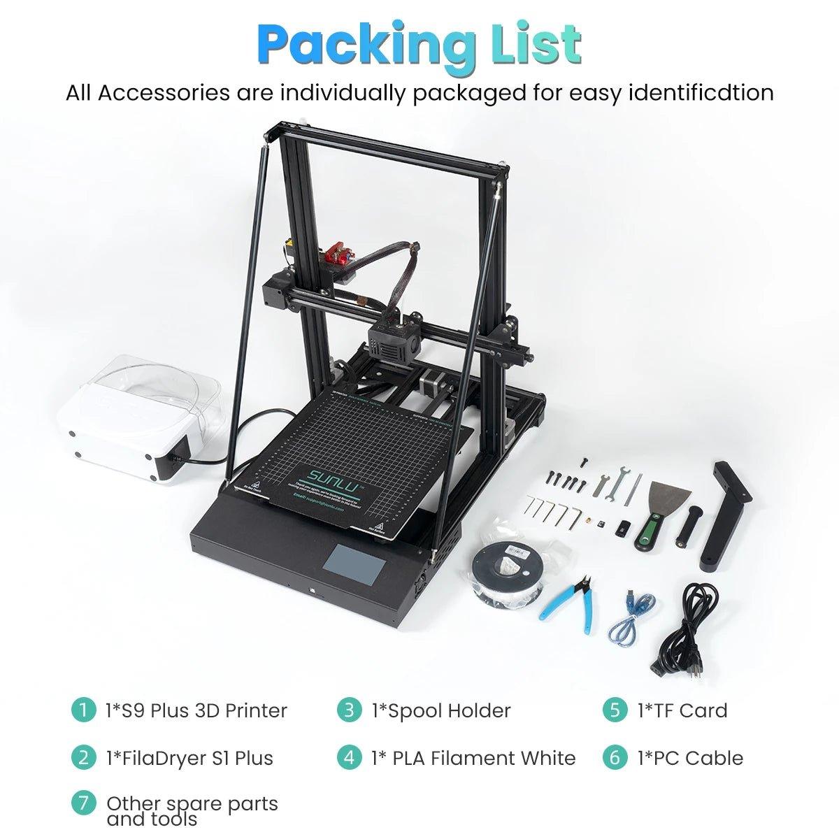 SANLU 2022 3D Printer S9 Plus with Drying System High Compatibility Dual Z-axis design DIY 3D Printer machine - Antinsky3d