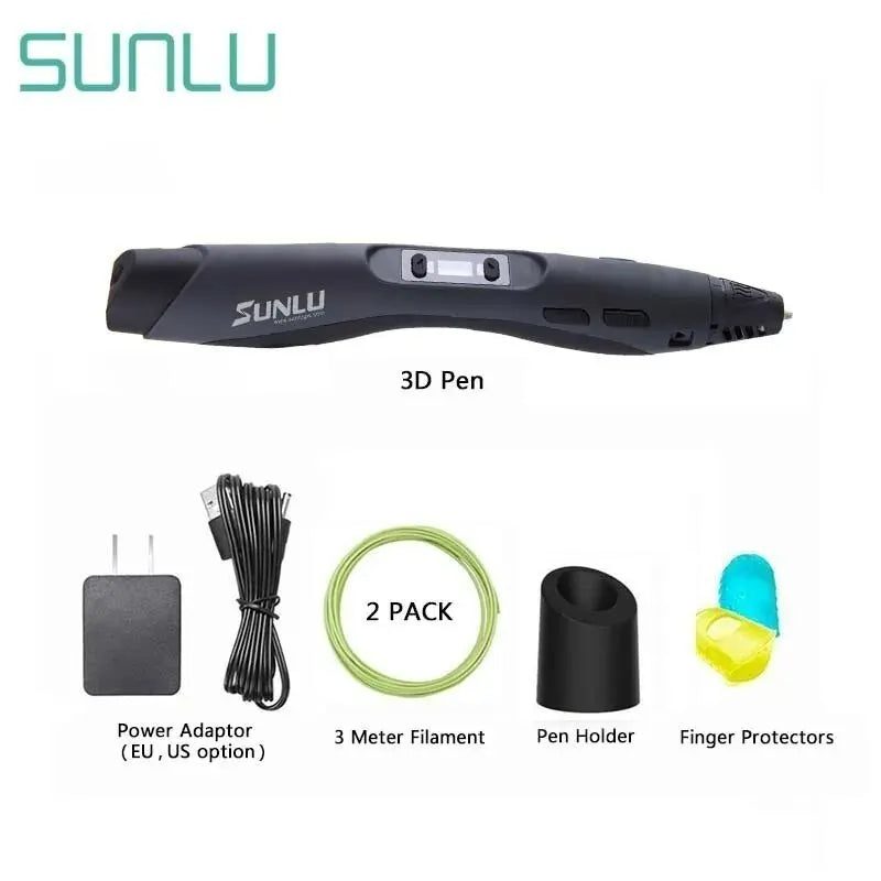 SUNLU 3D Printing Pen SL-300 Suitable for ABS/PLA 1.75mm Filament 8 Digital Speed Control Smart 3D Printer Pencil for DIY Gift