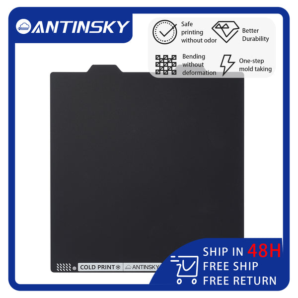 Antinsky Bambu Lab Cold PEI Sheet Double Sided Flexible Magnetic Steel Sheet Easy to Remove Mold PEI Build Plate for Bambu Lab X1 / X1C / P1P / A1 / A1 MINI 3D Printers