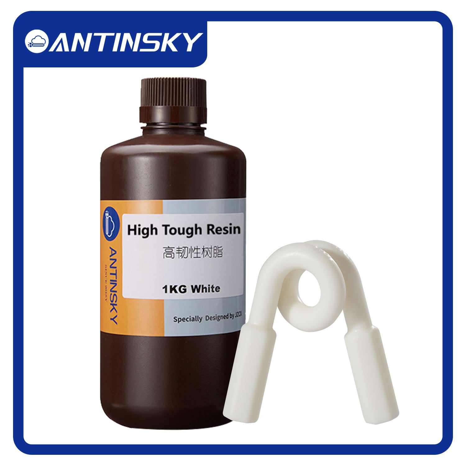 Antinsky High Tough Resin for DLP LCD 3D Printer 405nm ABS-Like High Toughness Resolution Strong Precision Low Shrinkage Engineering Resin White 1KG