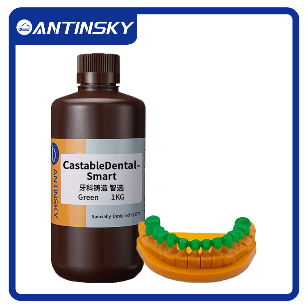 Antinsky Castable Dental Smart Resin for DLP LCD UV-Curing 405nm Resin 3D Printer Ultra Low Shrinkage, Easy Casting for Dental implant Restoration Frame & Crown Green 1KG