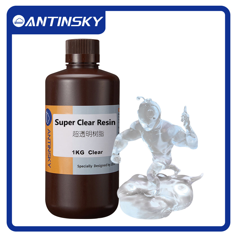 Antinsky Super Clear UV Resin Crystal Like for 405nm DLP/LCD 3D Printer Resist Yellowing Highly Transparent High Tenacity Low Shrink High Precision (Super Clear, 1kg)