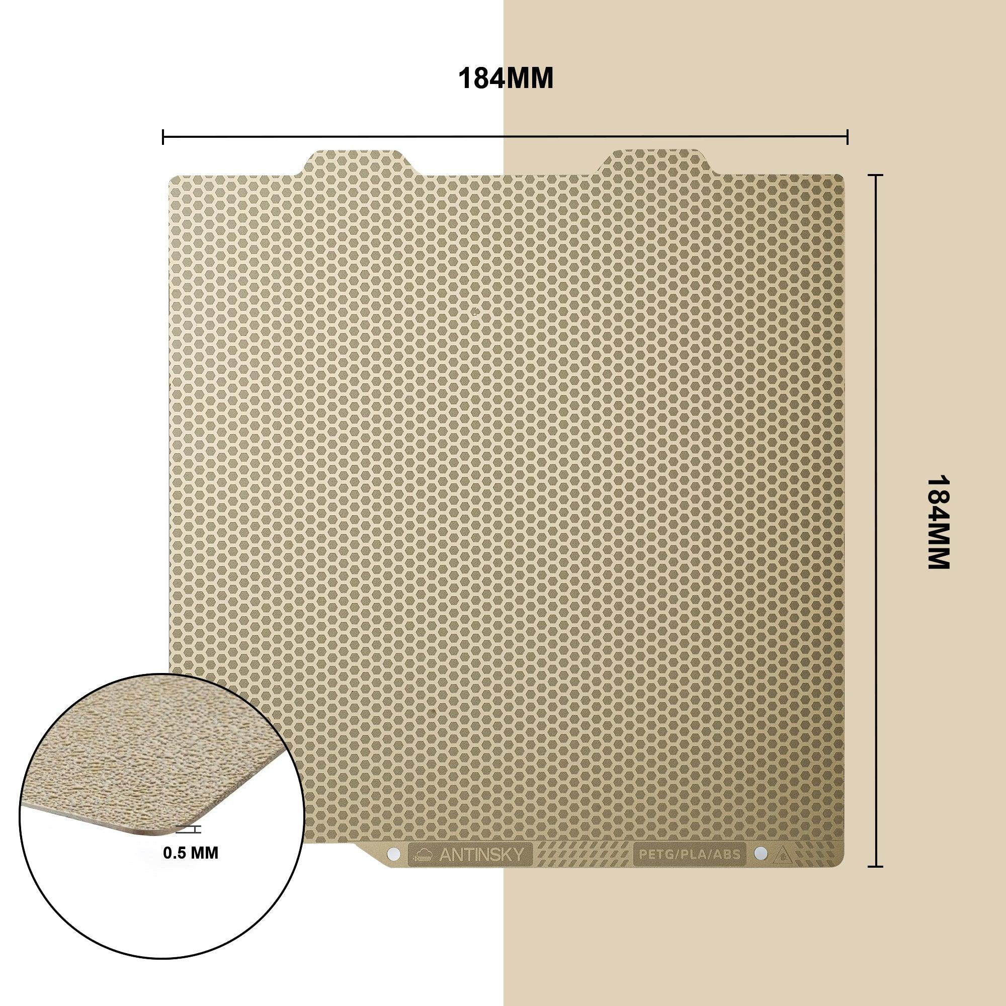 Antinsky Bambu Lab PEI Sheet Double Sided 184 x 184mm Flexible Magnetic Steel Sheet Easy to Remove Mold PEI Build Plate for Bambu Lab A1 Mini 3D Printers