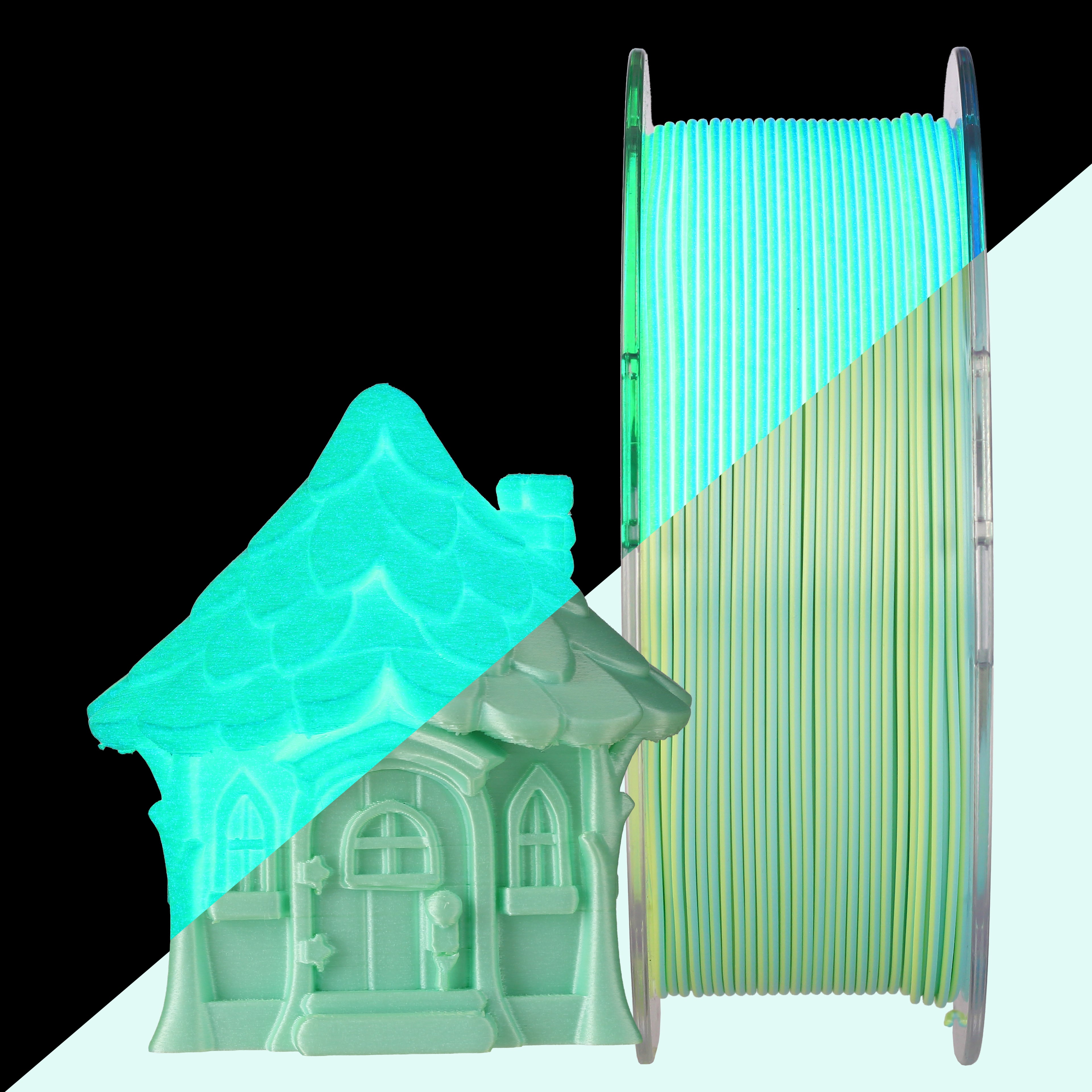 ANTINSKY PLA Silk Luminous 3D Filament 1.75mm Glow in The Dark 1kg Spool (2.2lbs), Dimensional Accuracy +/- 0.02 mm, Brilliant, Long-Lasting Glow, Fit Most 3D Printers