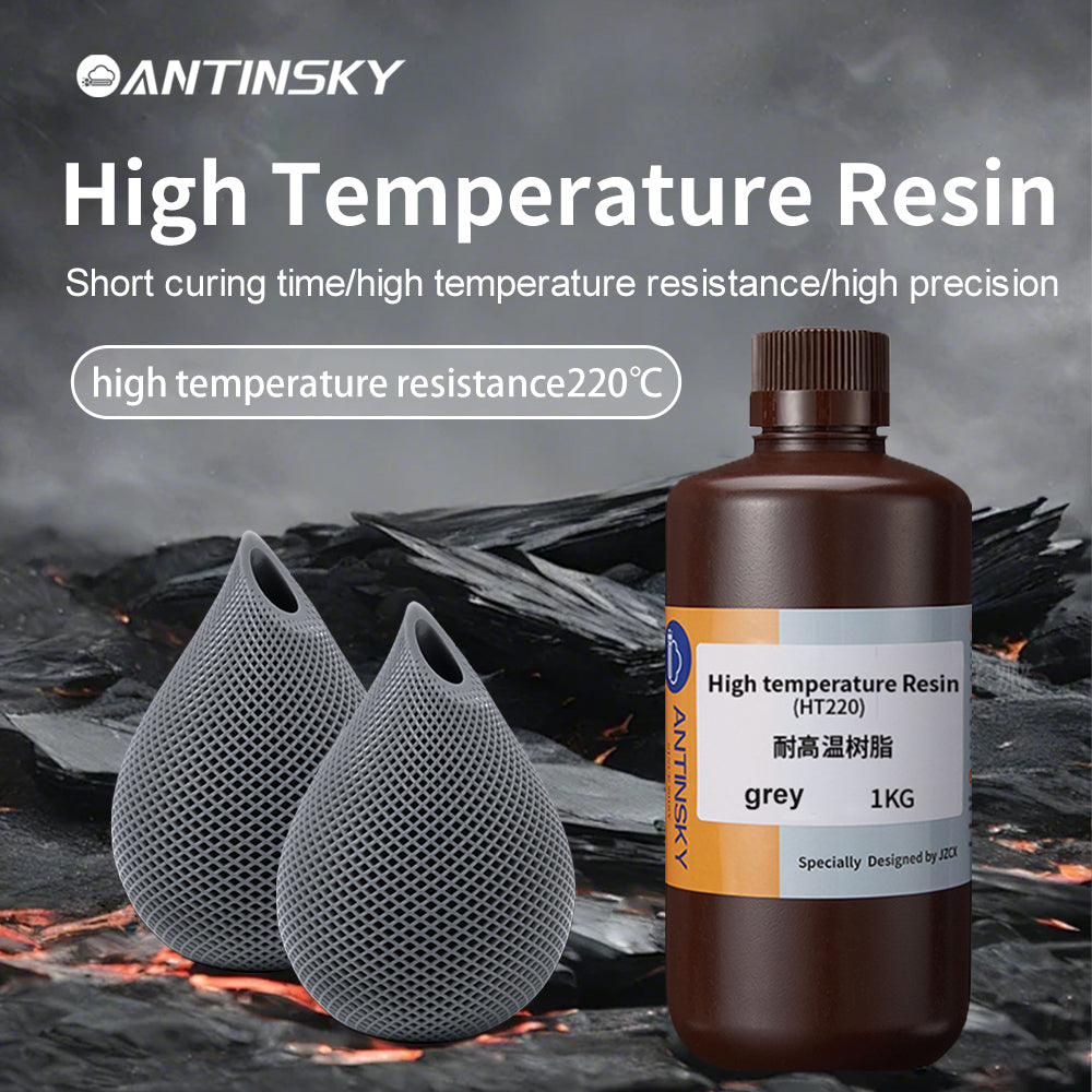 Antinky High Temperature Resin Heat Resistant Up to 220°C (428°F) for LCD DLP SLA 405nm Fast UV-Curing Resin 3D Printer, High Precision for Engineering, Industrial Applications Gray 1KG