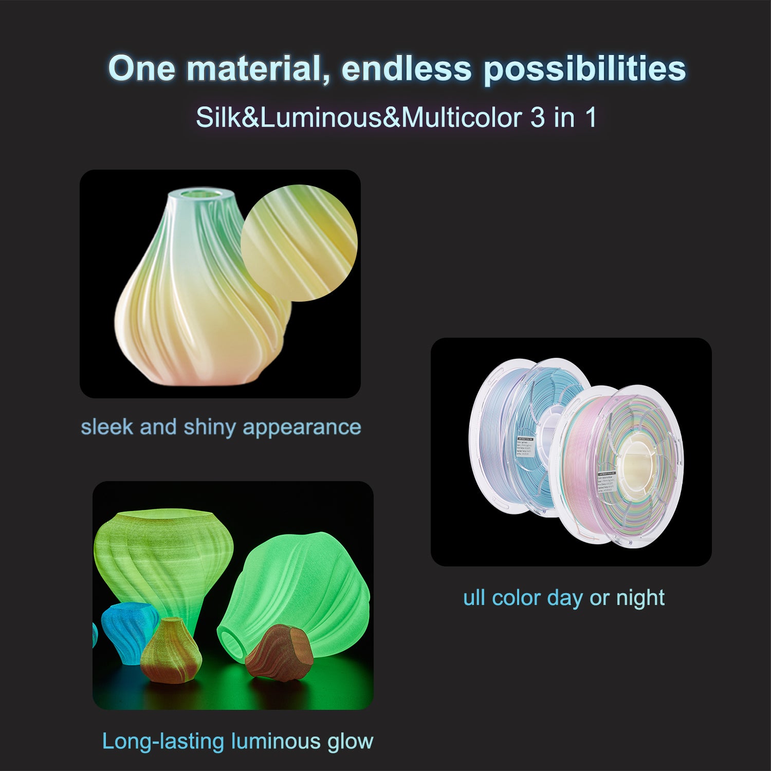 ANTINSKY PLA Silk 3D Filament Luminous