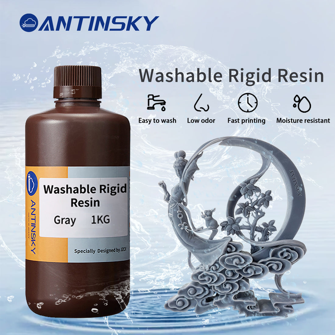 ANTINSKY Washable Rigid 8K Resin 1kg