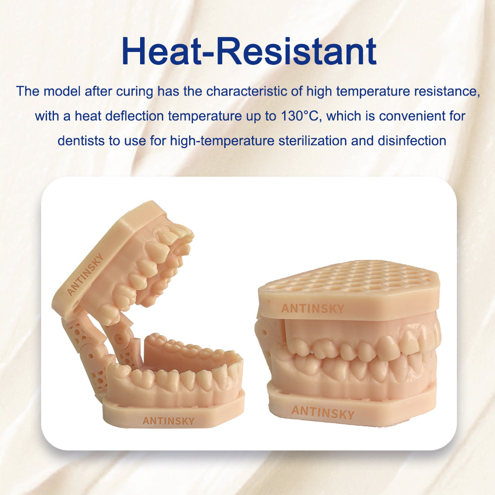 Antinsky Dental Mold Resin Dental Model Crown and Bridge Model, Orthodontic Model, Implant Model DLP LCD UV-Curing 405nm 3D Resin Printer 130°C Heat Resistance High Precision High Hardness Beige 1kg