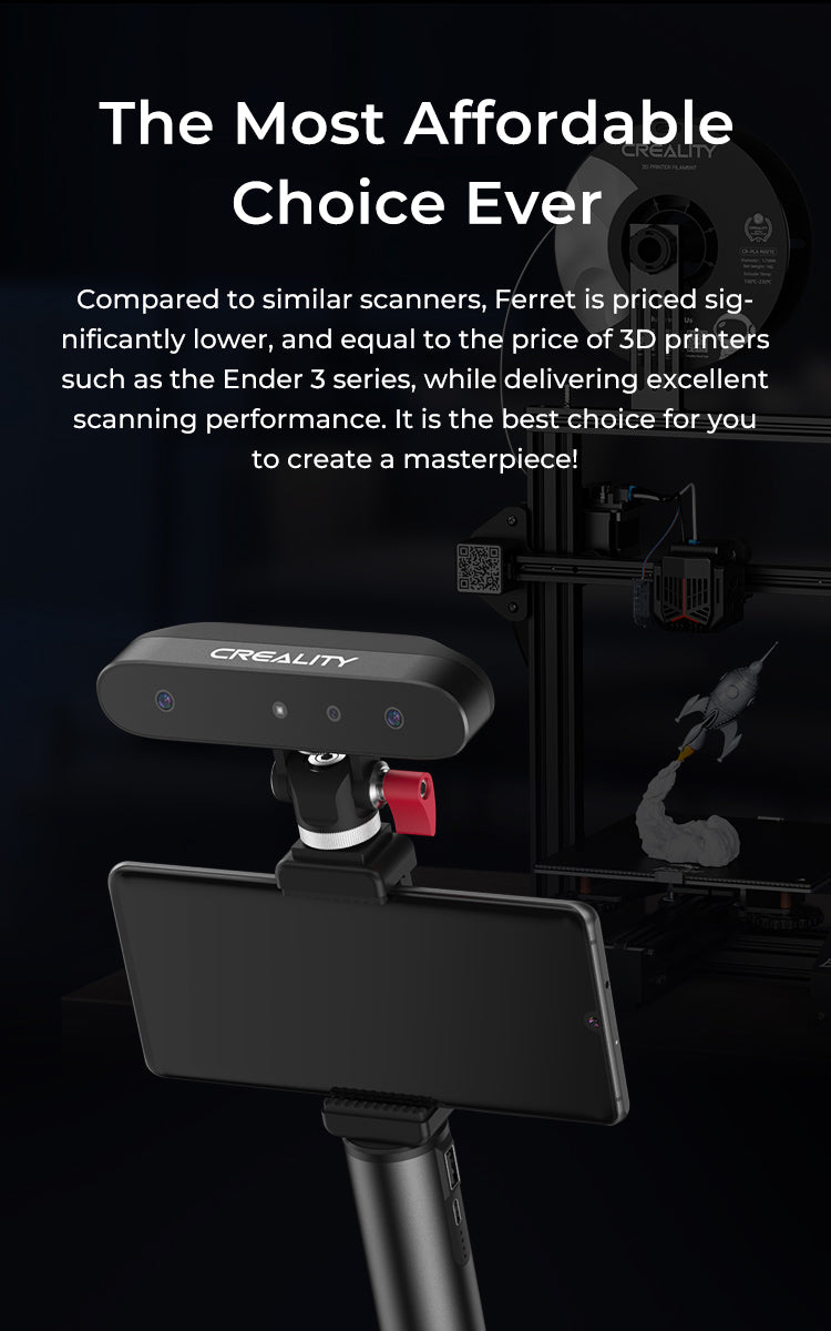 Creality CR-Scan Ferret 3D Scanner 30fps Scan Speed Dual Mode Scanning Color Texture Compatible Win10/11(64-bit)/ Mac OS/Android