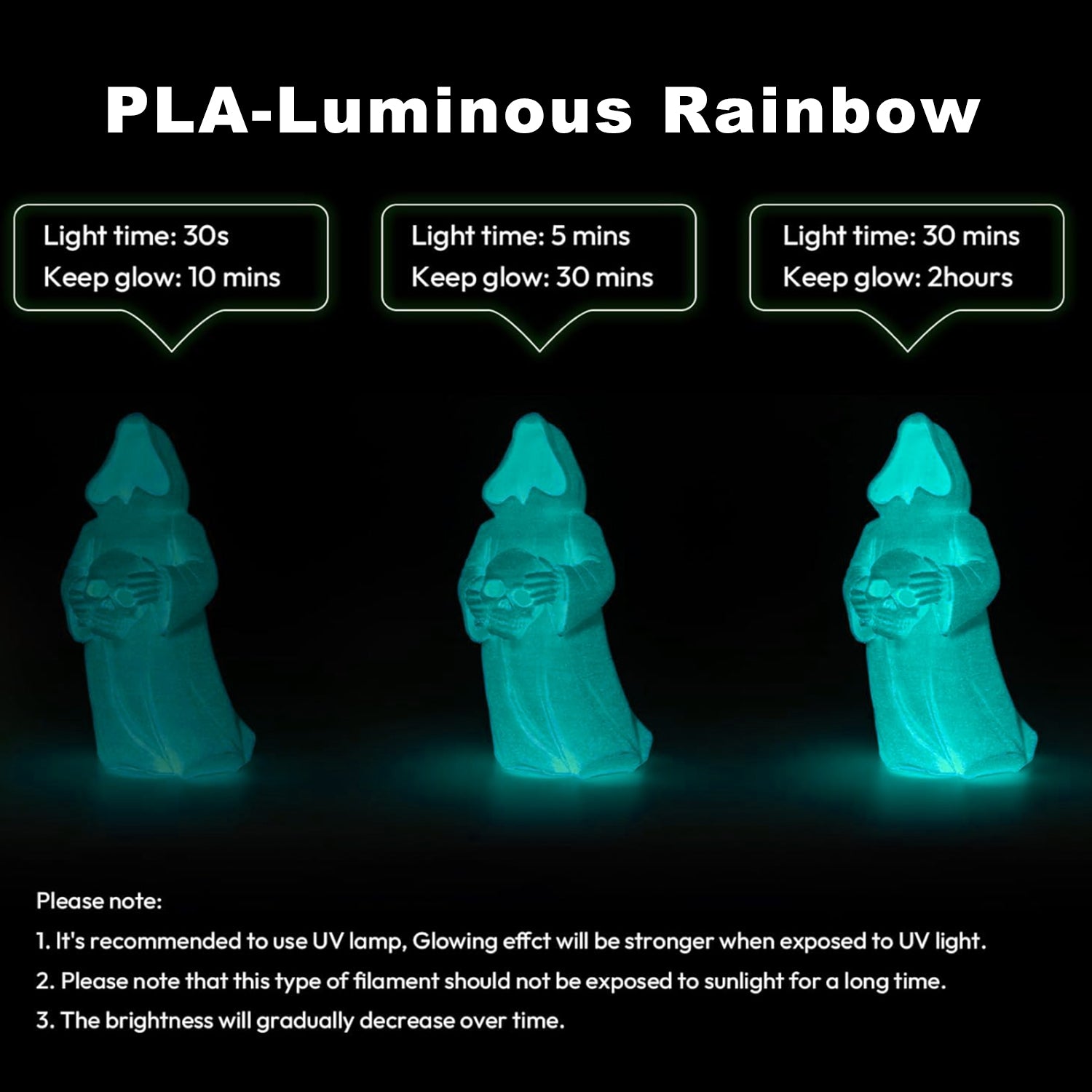 ANTINSKY PLA 3D Filament Luminous Rainbow