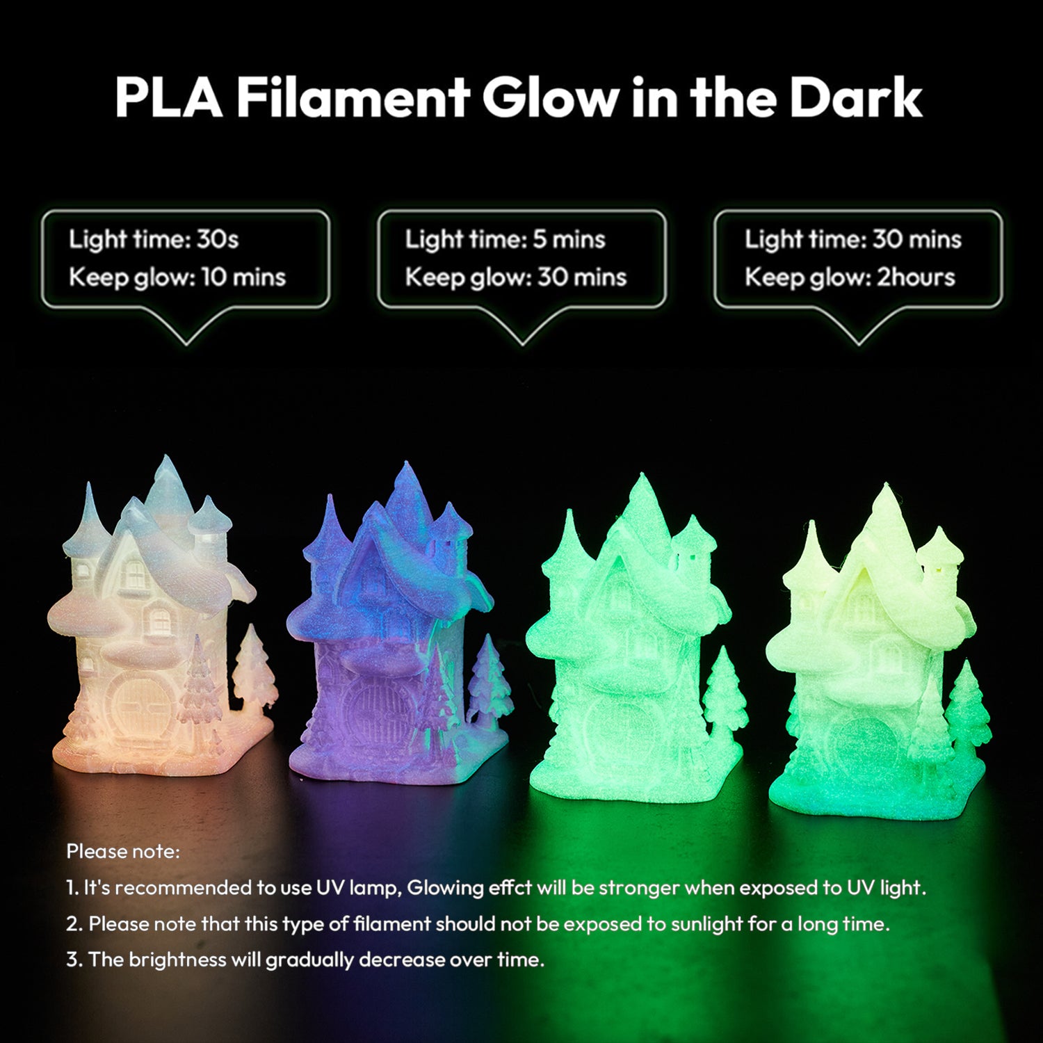 ANTINSKY PLA Silk Luminous 3D Filament 1.75mm Glow in The Dark 1kg Spool (2.2lbs), Dimensional Accuracy +/- 0.02 mm, Brilliant, Long-Lasting Glow, Fit Most 3D Printers