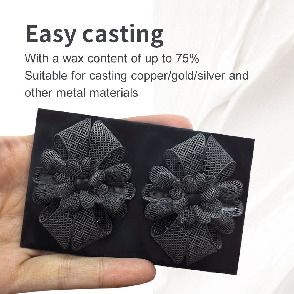 Antinsky Castable Jewellery Smart Resin for DLP LCD UV-Curing 405nm Resin 3D Printer High Wax 75% Easy to Print Use and Burn High Resolution Making jewelries and Metal Parts Black 1KG