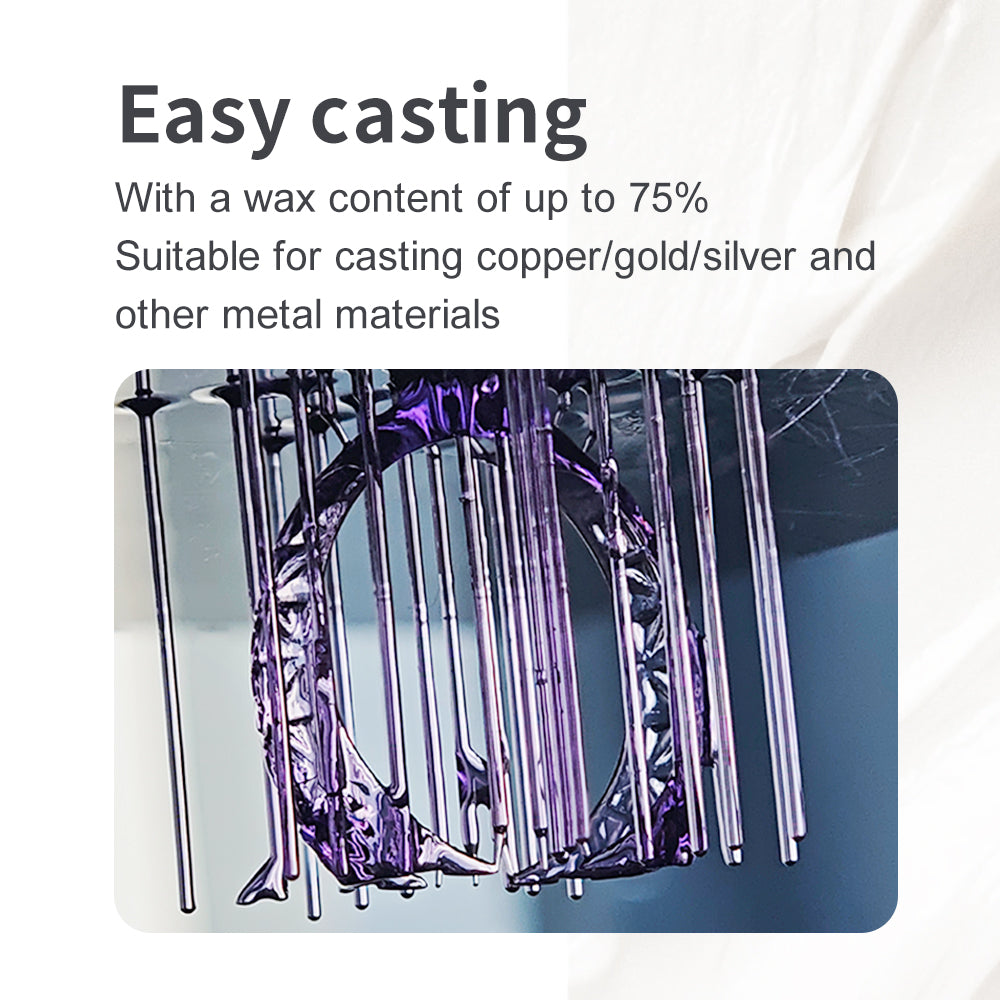 Antinsky Castable Jewellery Resin for DLP LCD UV-Curing 405nm Resin 3D Printer High Wax 80% Easy to Print Use and Burn High Resolution Making Jewelries and Metal Parts Purple 500G