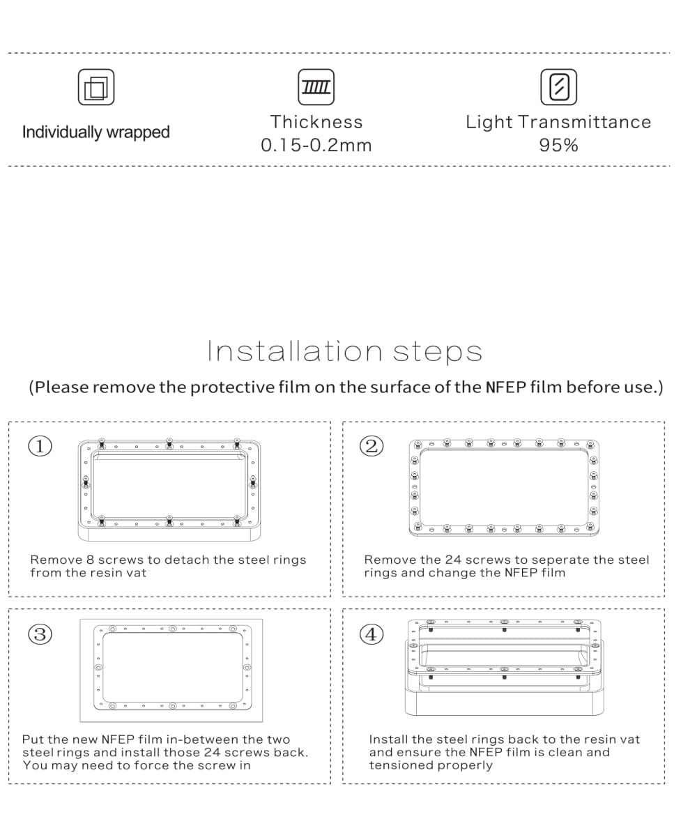 Antinsky nFEP PFA Release Film 280 * 450mm 1pc for Phrozen Sonic Mega 8k, Transform, Anycubic M3 MAX, Creality HALOT MAGE PRO etc. Better Durability Best for Large Resin 3D Printer Upgraded from FEP