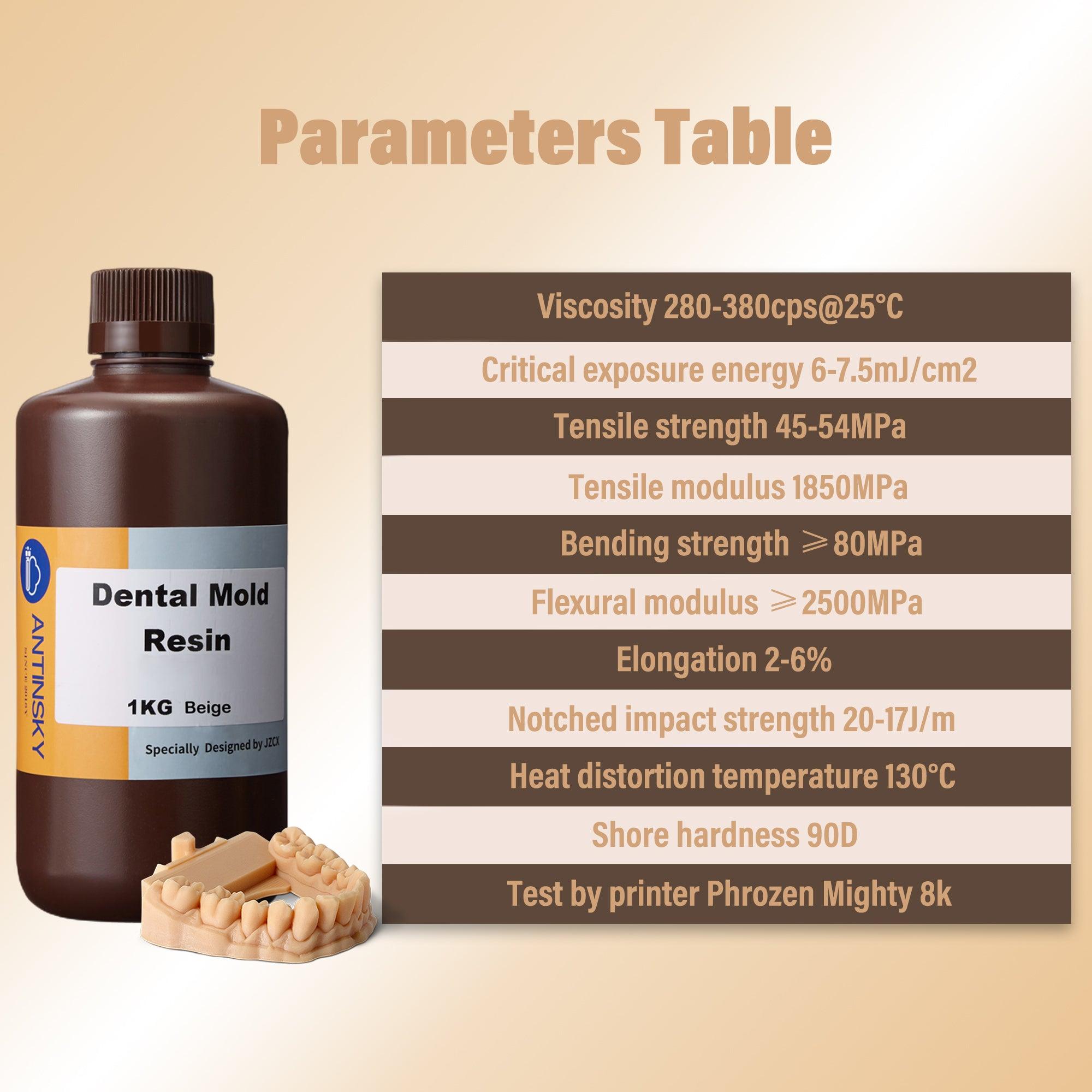 Antinsky Dental Mold Resin Dental Model Crown and Bridge Model, Orthodontic Model, Implant Model DLP LCD UV-Curing 405nm 3D Resin Printer 130°C Heat Resistance High Precision High Hardness Beige 1kg
