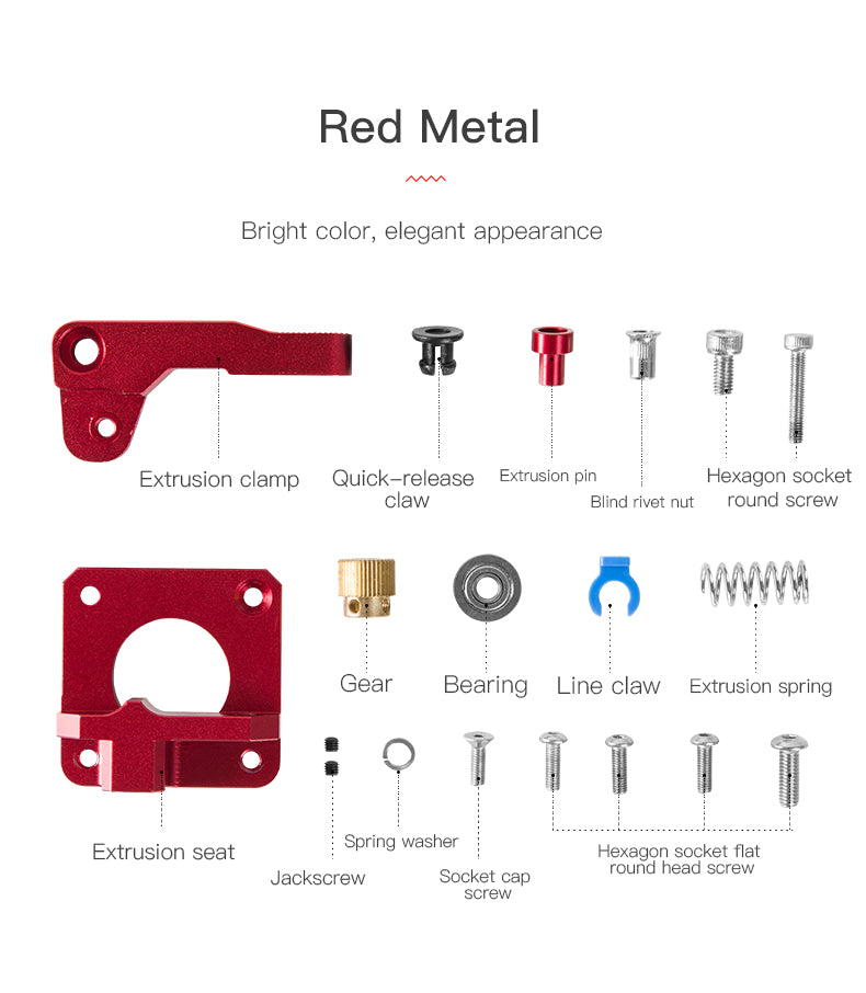 Creality 3D Printer Red Metal Extruder Kit 4001020011