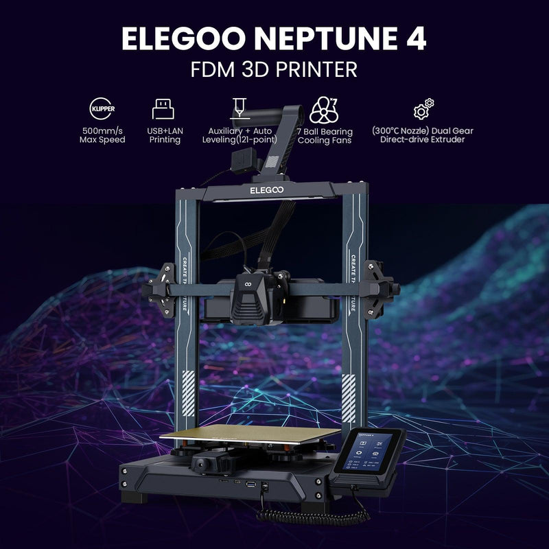 ELEGOO Neptune 4 Pro FDM 3D Printer, 500mm/s High Speed FDM Printer,  8.85x8.85x10.43 Inch Printing Size 