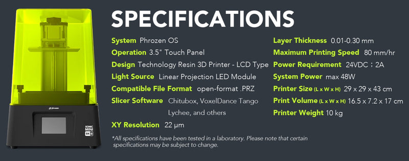 Phrozen Sonic MINI 8K S resin 3D printer 7.1 "8K screen desktop grade 22um resin printer