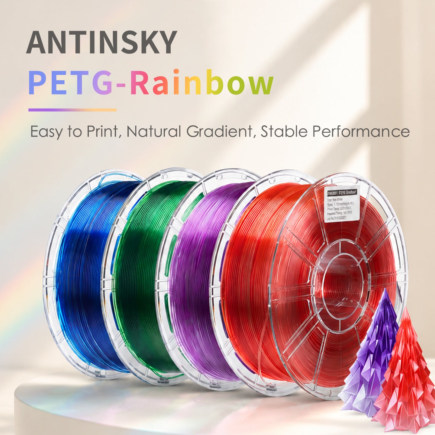 ANTINSKY PETG Rainbow 3D Filament 1KG
