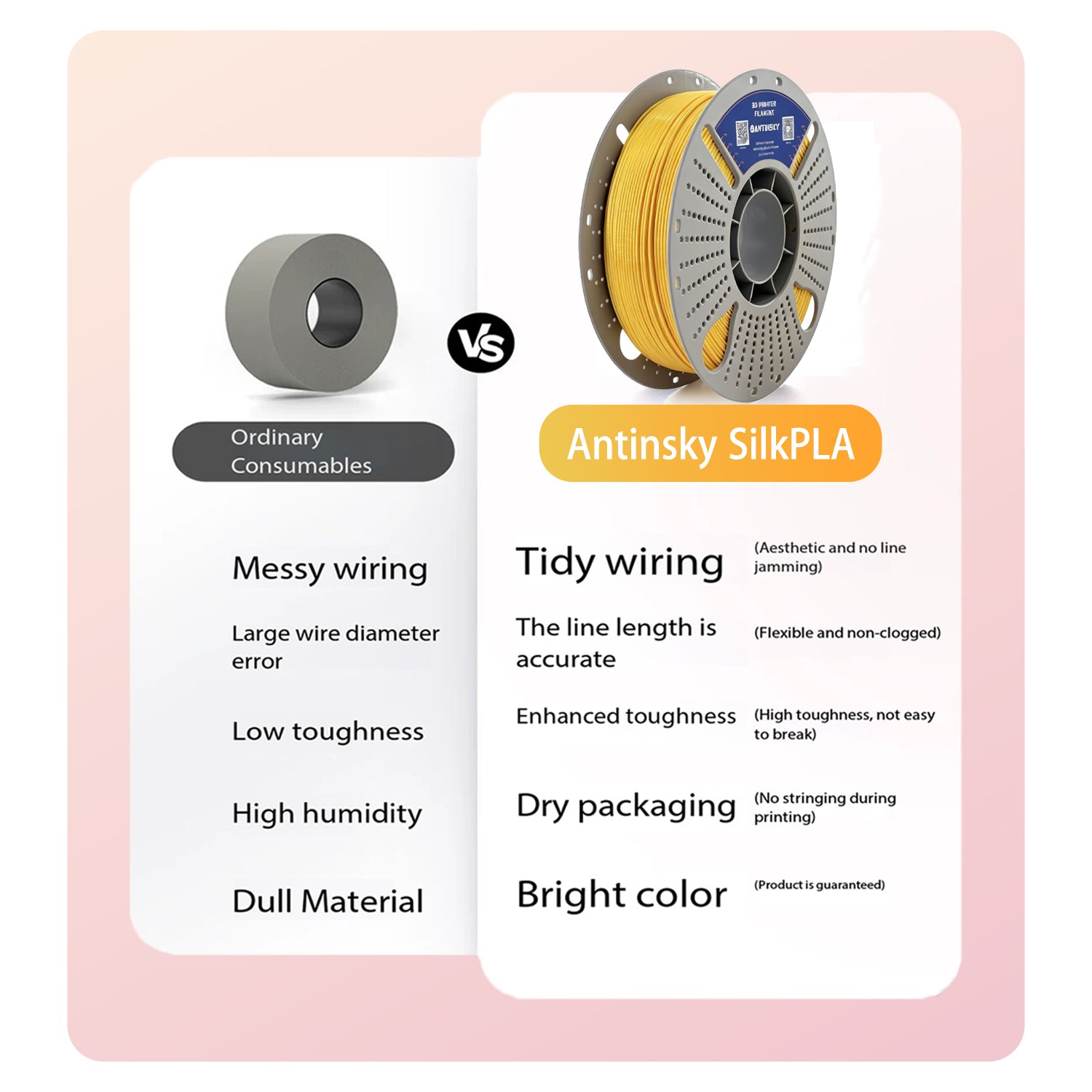 ANTINSKY PLA SILK 3D Filament 1KG
