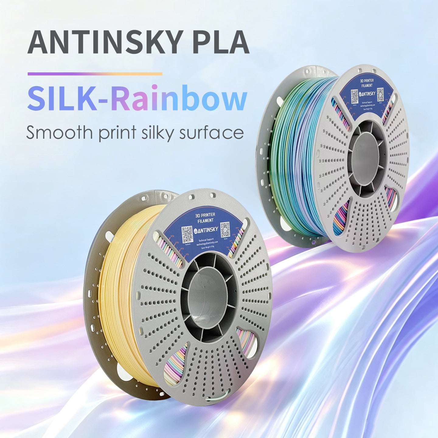ANTINSKY PLA SILK Rainbow 3D Filament 1KG