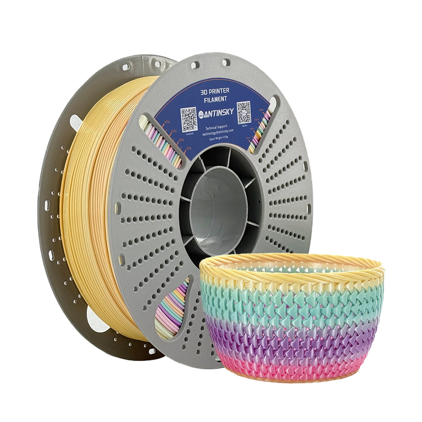 ANTINSKY PLA SILK Rainbow 3D Filament 1KG