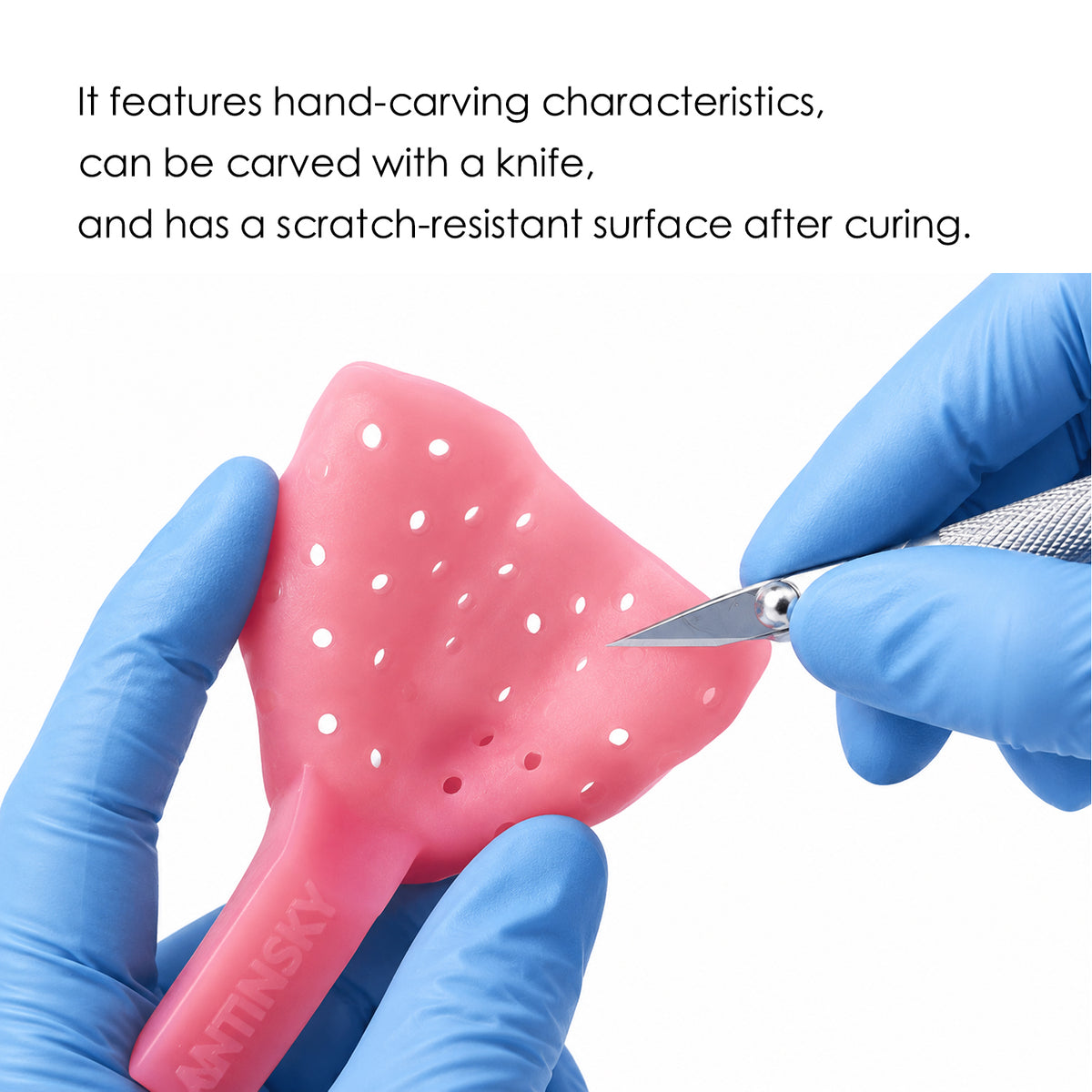 Tray Resin hand-carving characteristics and scratch-resistant surface after curing