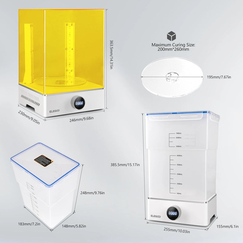 ELEGOO Mercury XS Bundle Washing and Curing machine 7000ml large water tank for 3D Print wash cure