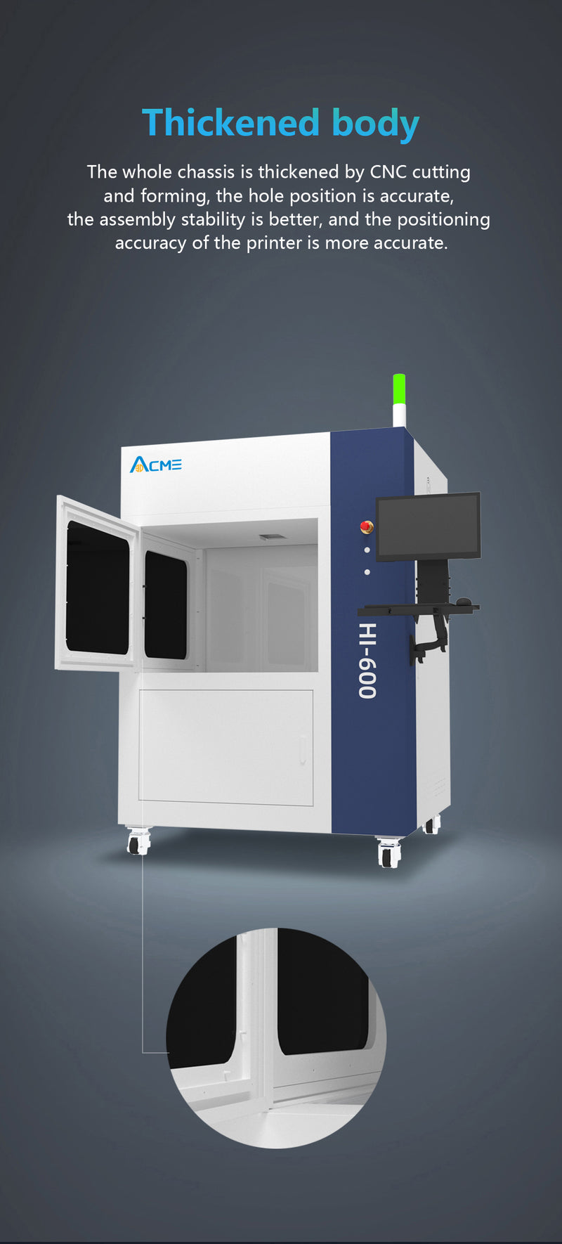 ACME HI-600 SLA 3d printer with 600*600*400mm print size Industrial  dental jewelry  sla 3d printer