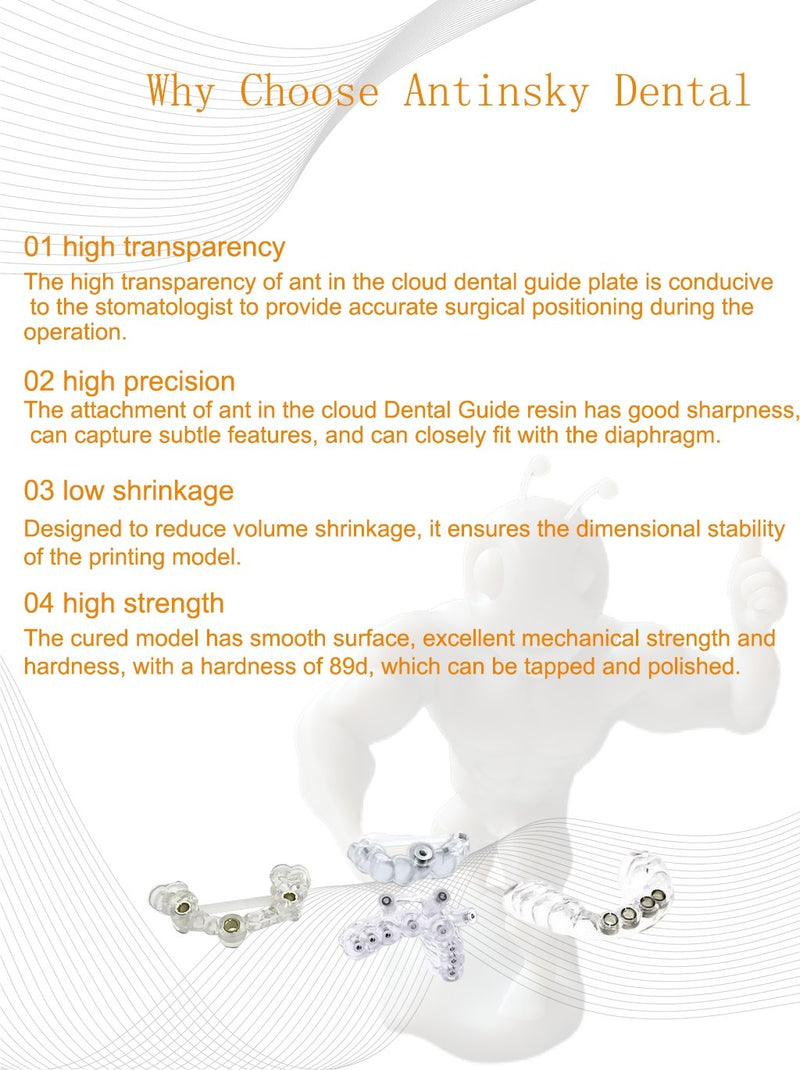 Antinsky Dental Guide resin for DLP LCD resin 3d printer 405nm 1kg High precision and low shrinkage - Antinsky3d