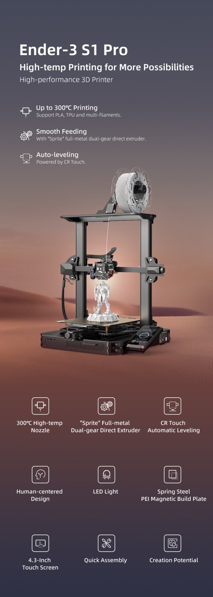 Newest Creality Ender 3 S1/ENDER-3 S1 PRO 3D Printer 220*220*250mm OR 10KG  PLA