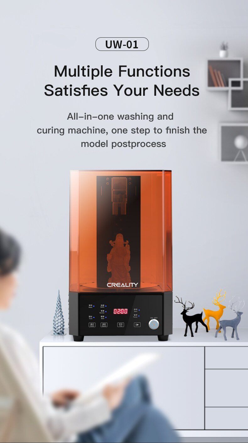 Creality UW-01 2 in 1 Wash and Cure Machine UV Light Source Magnetic 360° Rotatable Platform - Antinsky3d