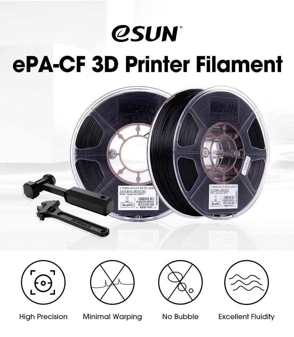 eSUN Carbon Fiber Filled Nylon Filament ePA-CF 1.75mm 3D Printer Filament,1KG 2.2LBS Spool 3D Printing Filament for 3D Printers - Antinsky3d