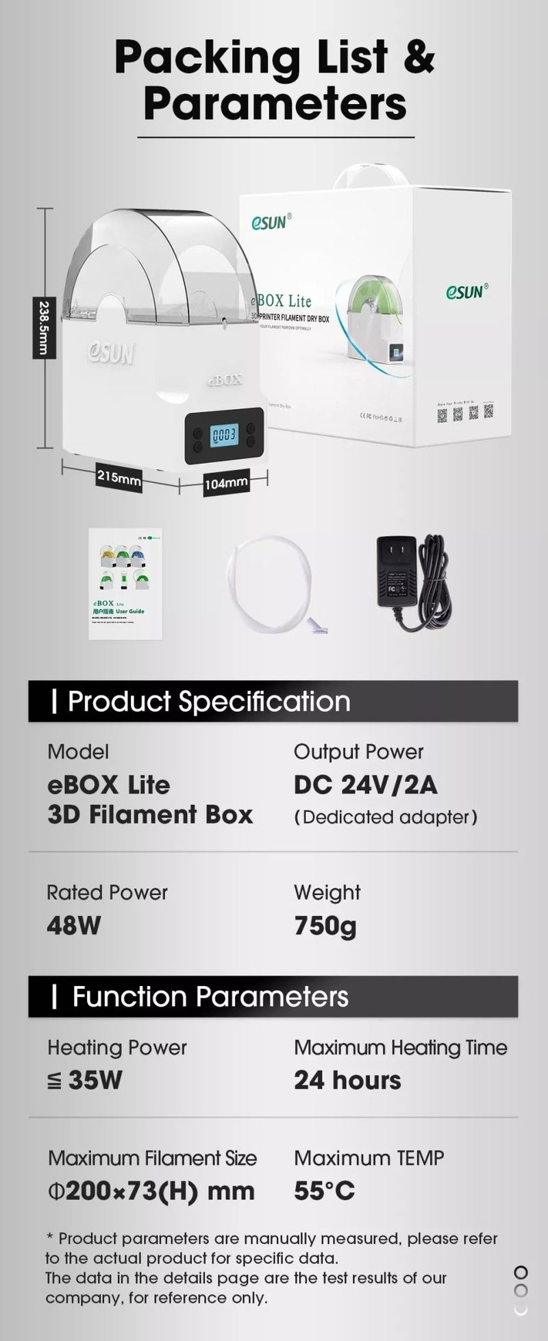 eSUN eBOX Lite 3D Filament Dryer Box Drying Filaments Storage Box Keeping Filament Dry Holder - Antinsky3d